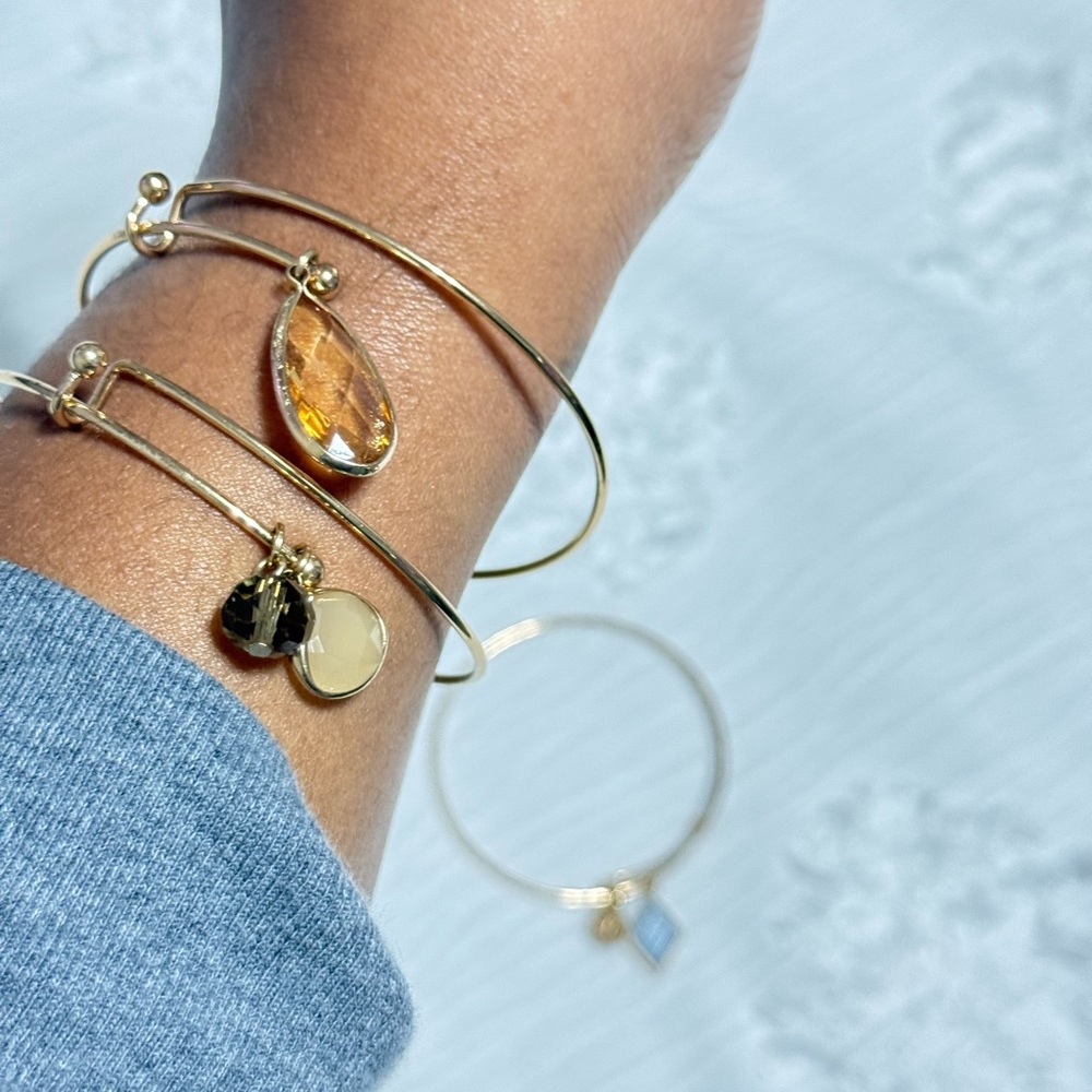 Elegant Gold Bangle Set with Charms